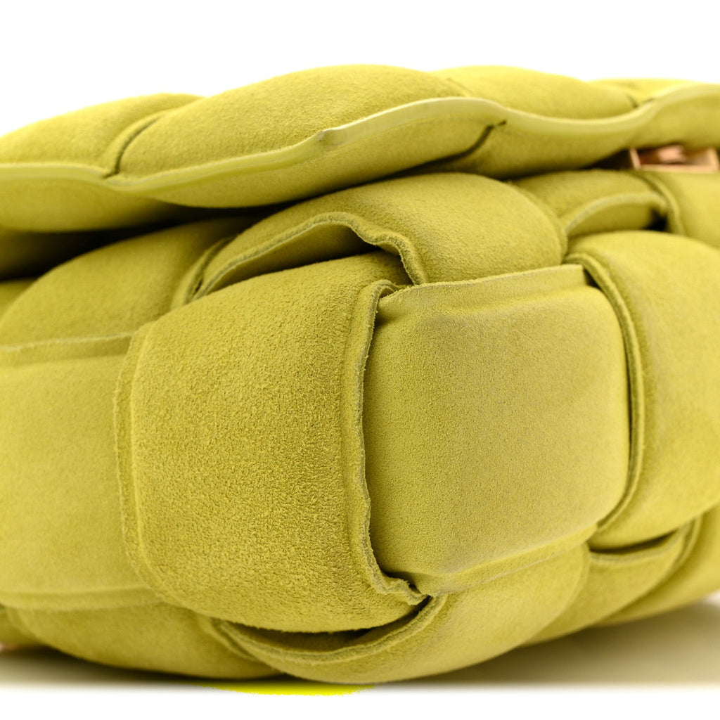 Suede Maxi Intrecciato Padded Chain Cassette Crossbody Bag Kiwi