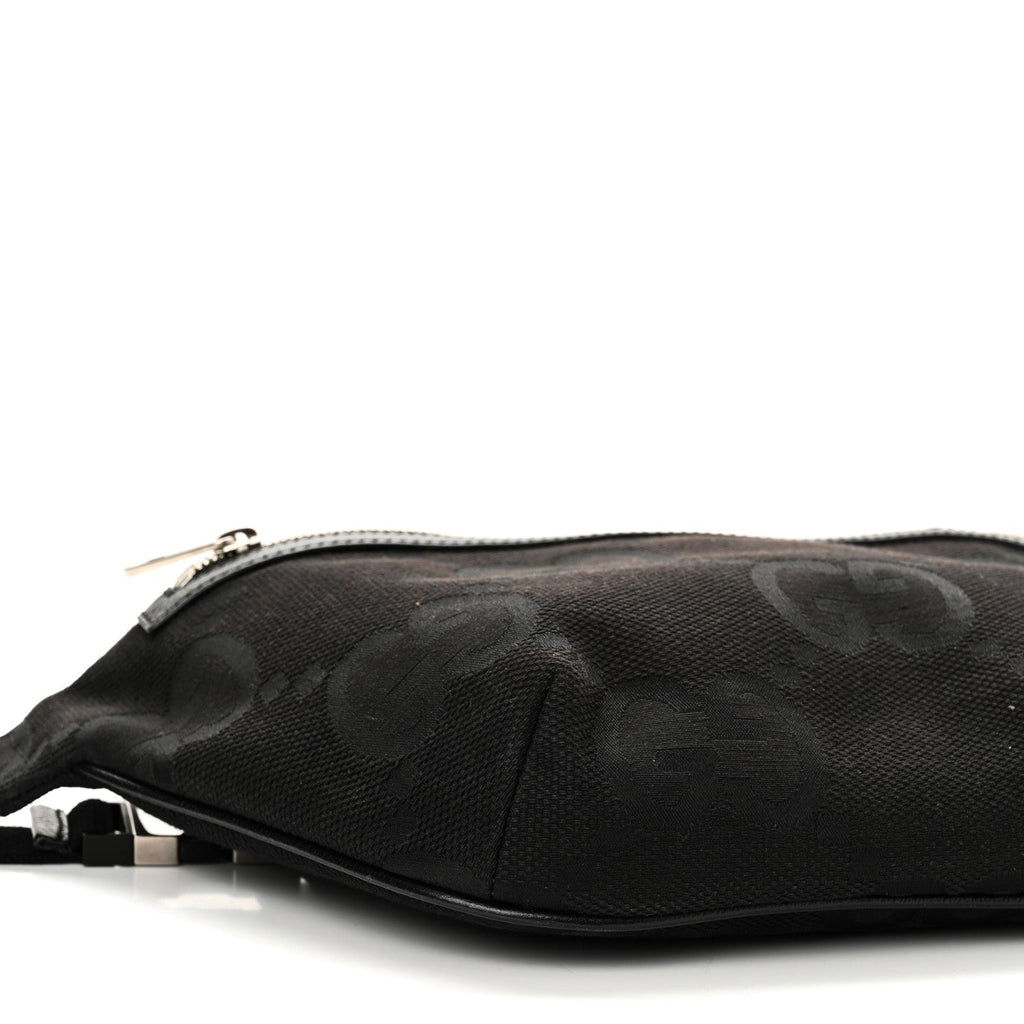 Monogram Jumbo GG Textured Dollar Calfskin Web Belt Bag Black