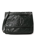 Crinkled Calfskin Matelasse Monogram Medium Niki Chain Satchel Dark Green