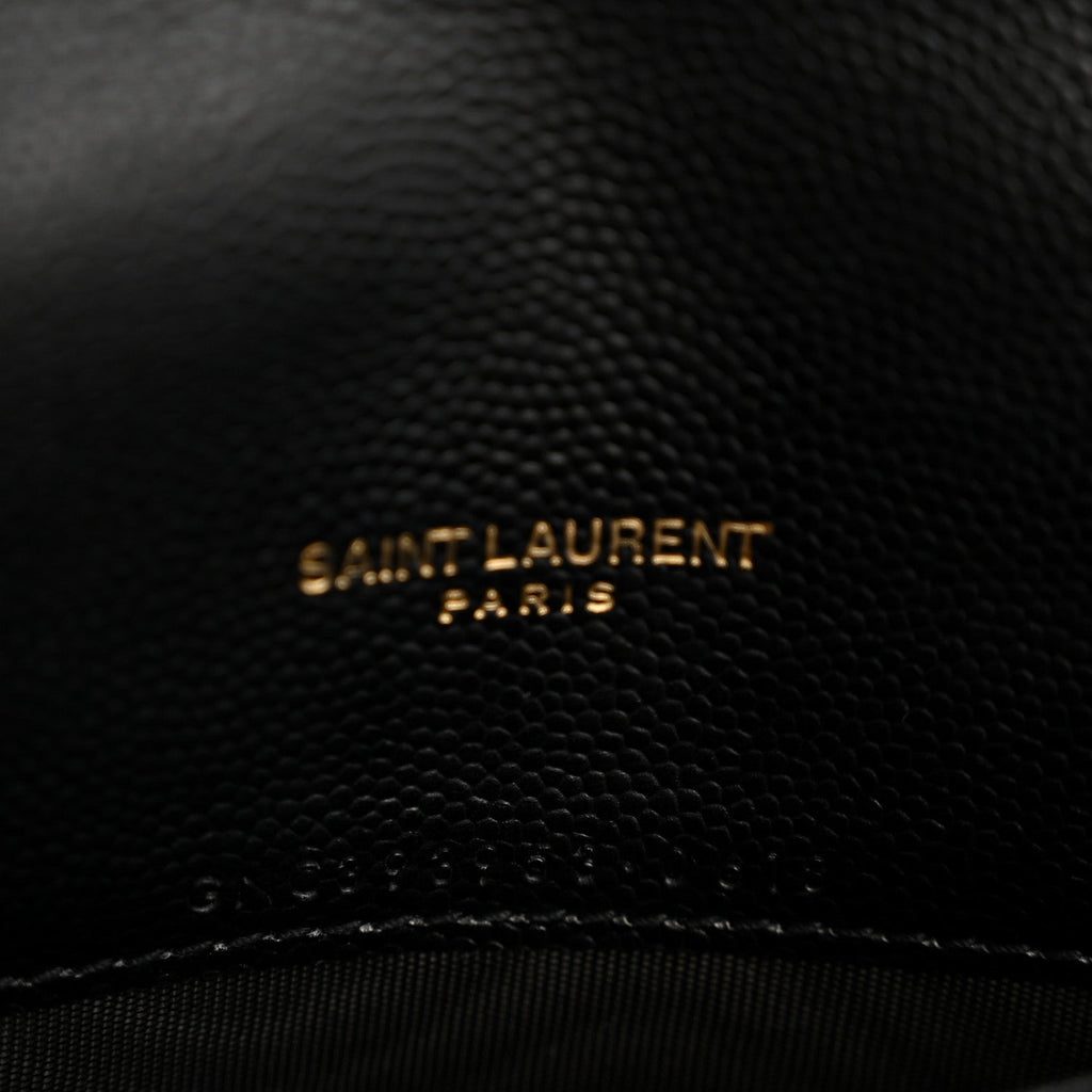 Grain De Poudre Matelasse Chevron Monogram Envelope Chain Wallet Black
