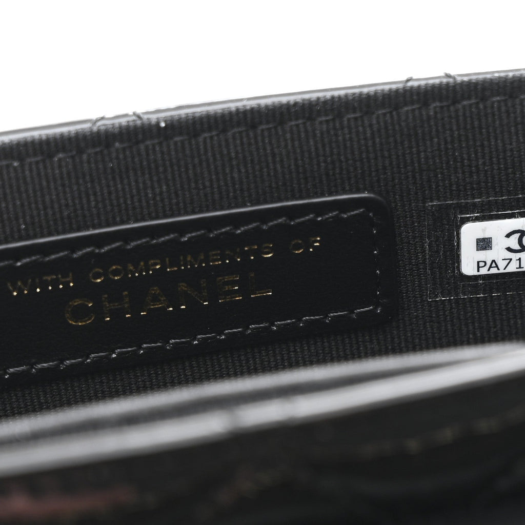 Patent Calfskin Quilted Mini Clutch Black