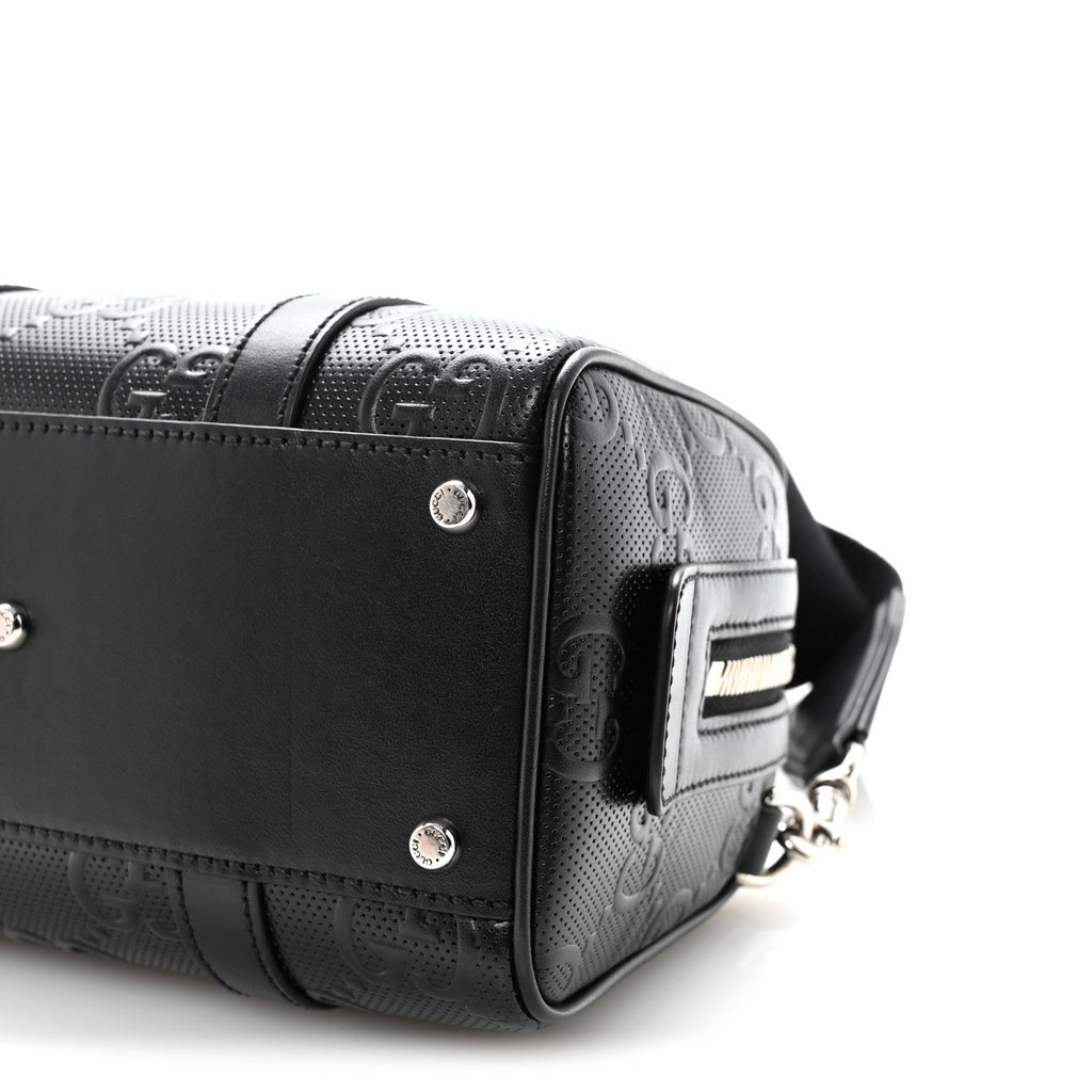 Calfskin GG Tennis Embossed Mini Duffle Bag Black