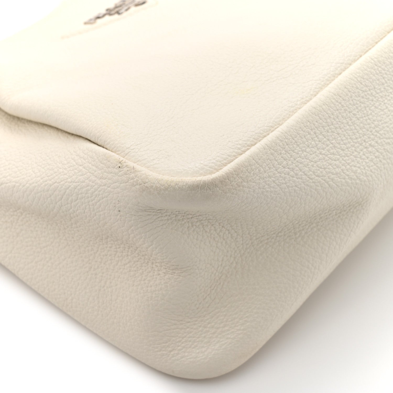 Vitello Daino Soft Medium Zippered Top Handle Bag White