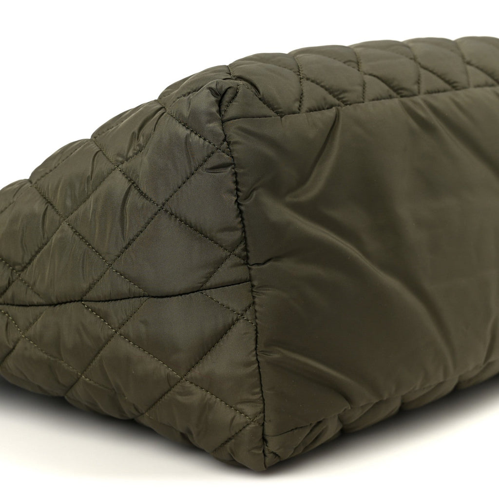 Nylon Quilted Small Coco Cocoon Tote Khaki