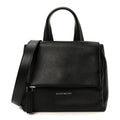 Waxy Grained Calfskin Mini Pandora Pure Flap Bag Black
