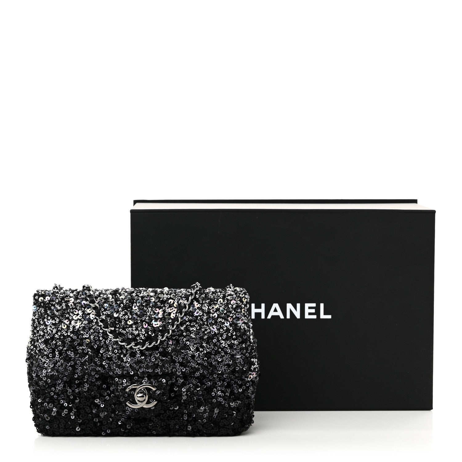 Shaded Sequins Mini Flap Black