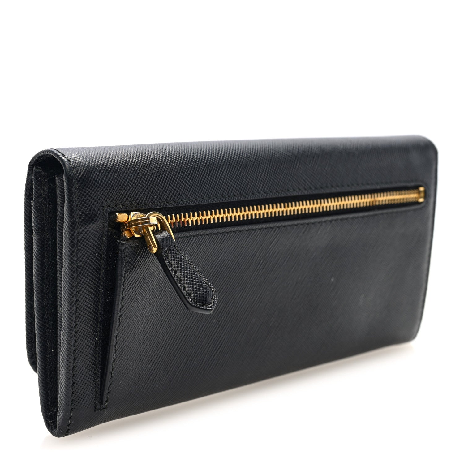 Saffiano Metal Continental Flap Wallet Black