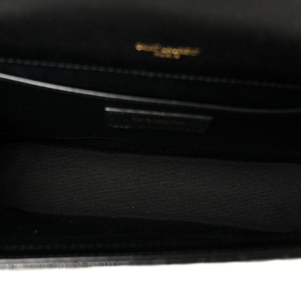 Grain De Poudre Textured Mixed Matelasse Triquilt Medium Monogram Satchel Black