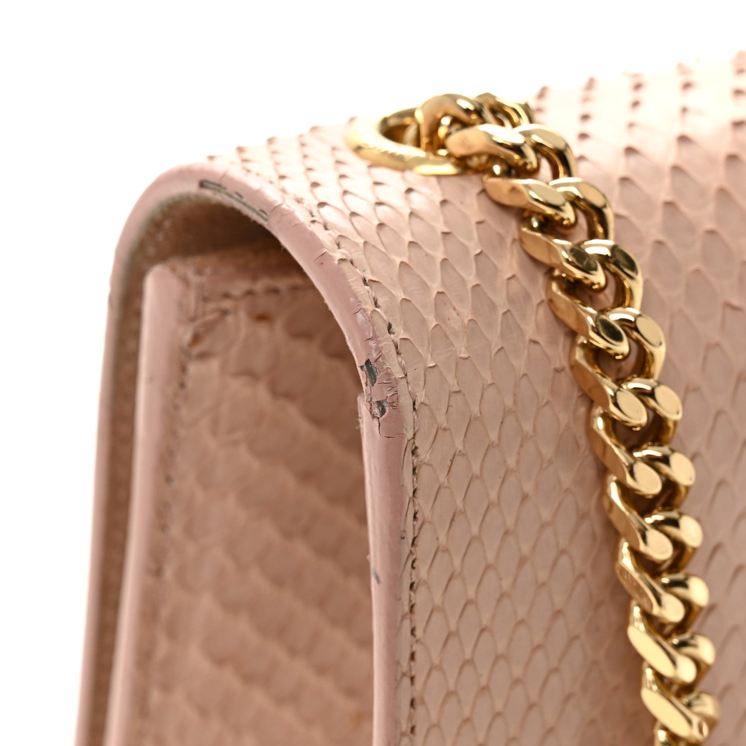 Snakeskin Medium Classic Monogram Kate Tassel Satchel Beige