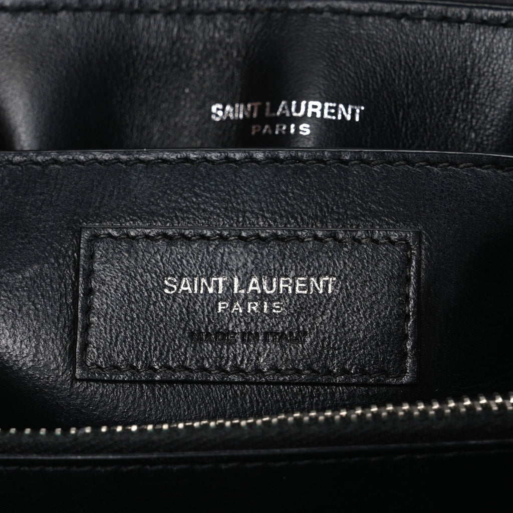 Calfskin Y Quilted Monogram Small Loulou Chain Satchel Black