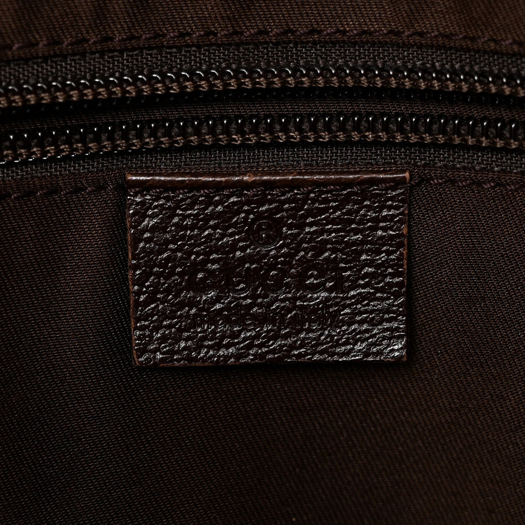 GG Monogram Medium Web Handle Double Pocket Tote Brown
