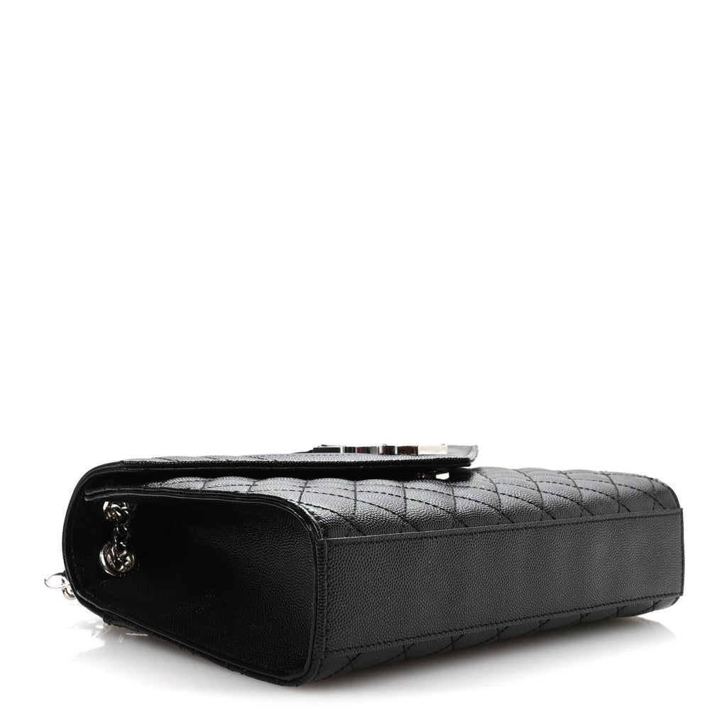 Grain De Poudre Textured Mixed Matelasse Triquilt Medium Monogram Satchel Black