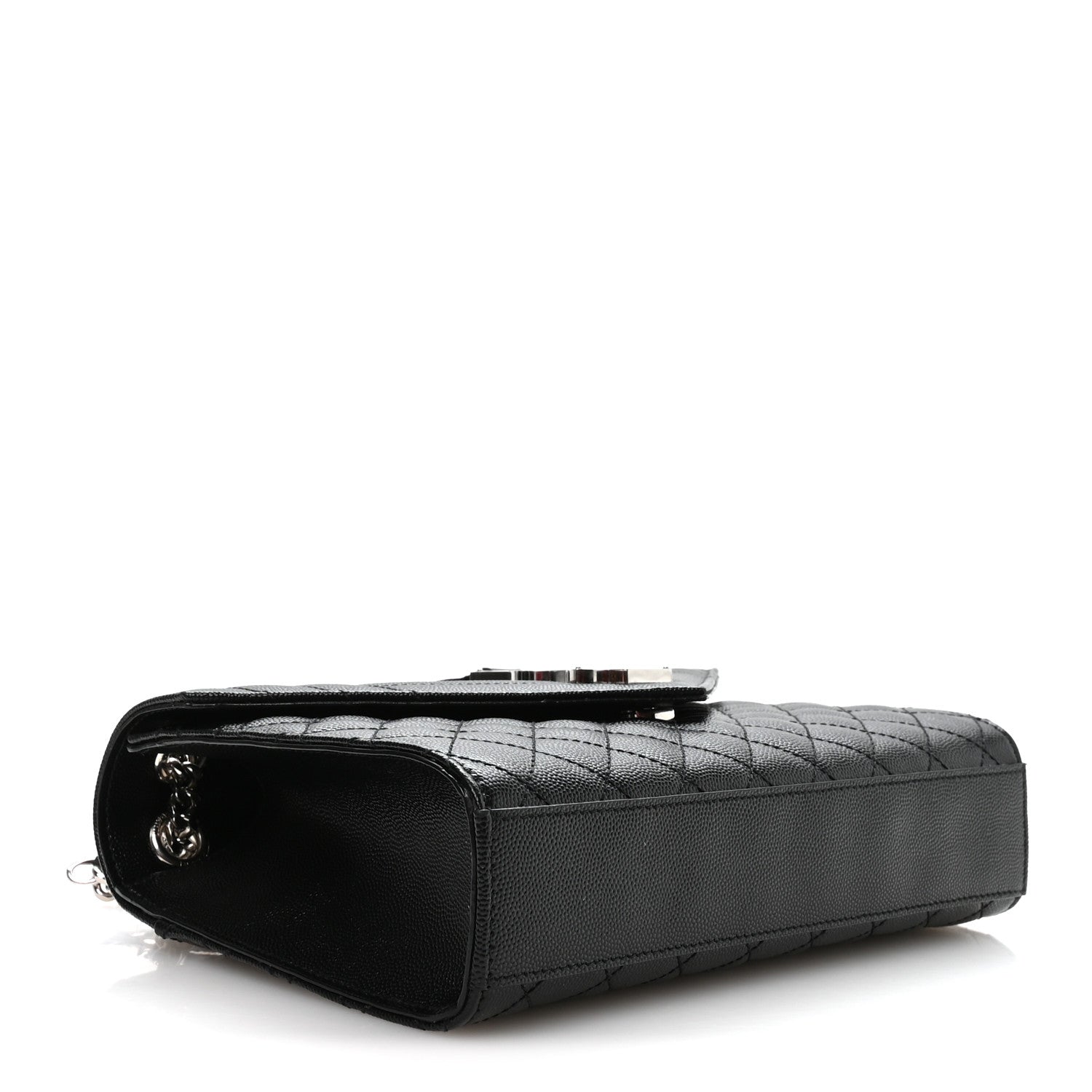 Grain De Poudre Textured Mixed Matelasse Triquilt Medium Monogram Satchel Black