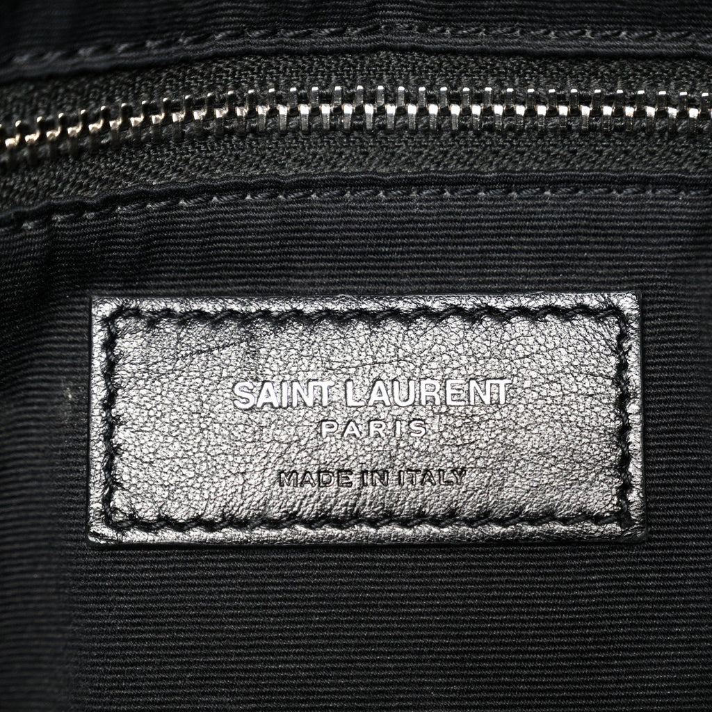 Calfskin Y Quilted Monogram Large Loulou Chain Satchel Black