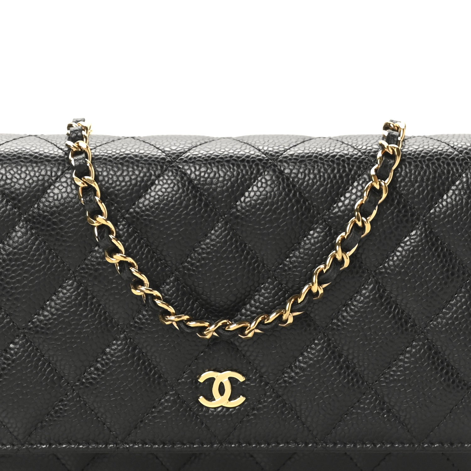 Caviar Quilted Wallet on Chain WOC Black