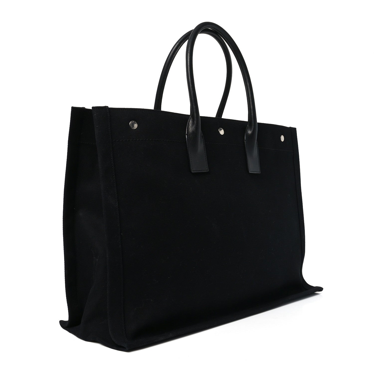 Linen Calfskin Rive Gauche Tote Black