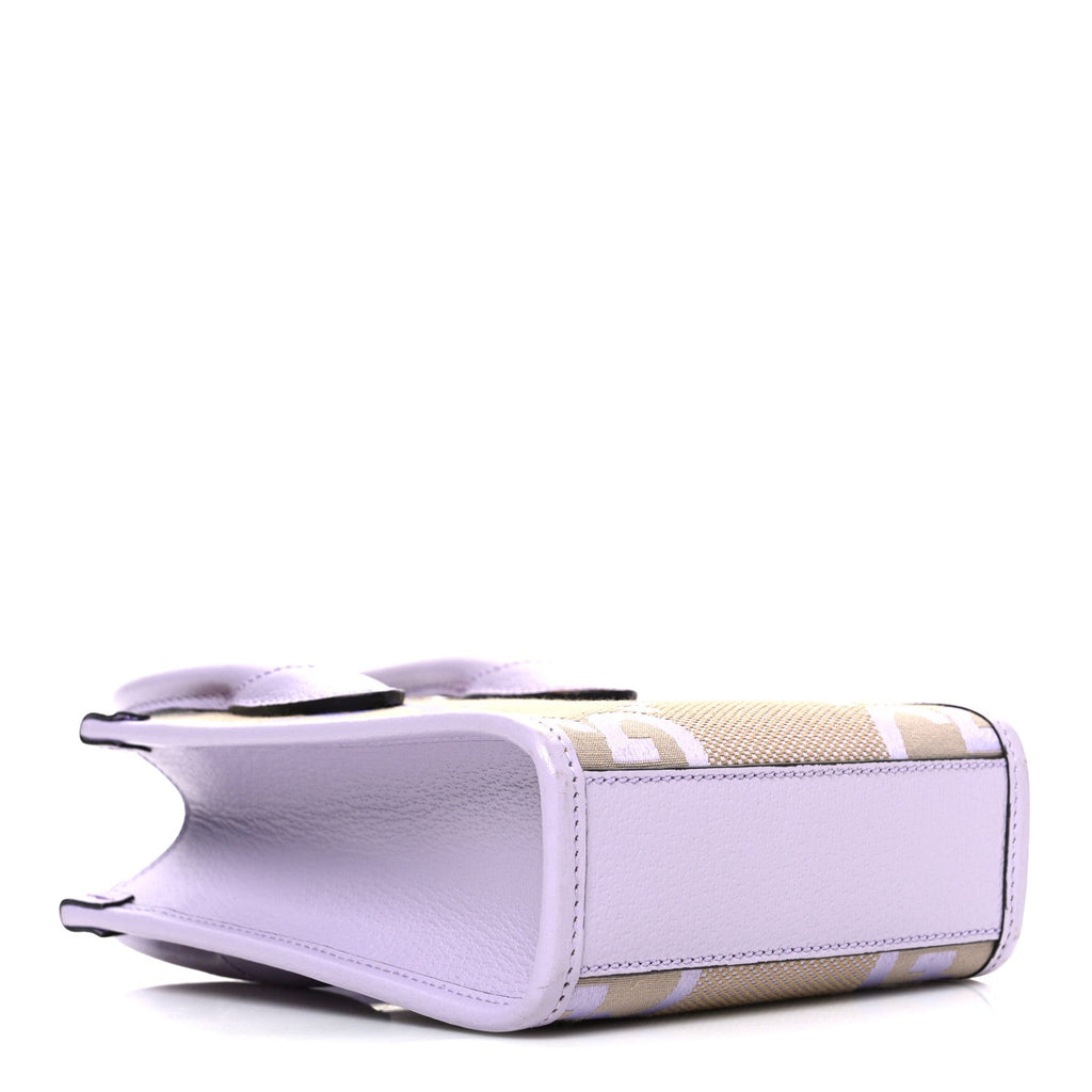 Monogram Jumbo GG Textured Dollar Calfskin Mini Tote Bag Beige Lapis