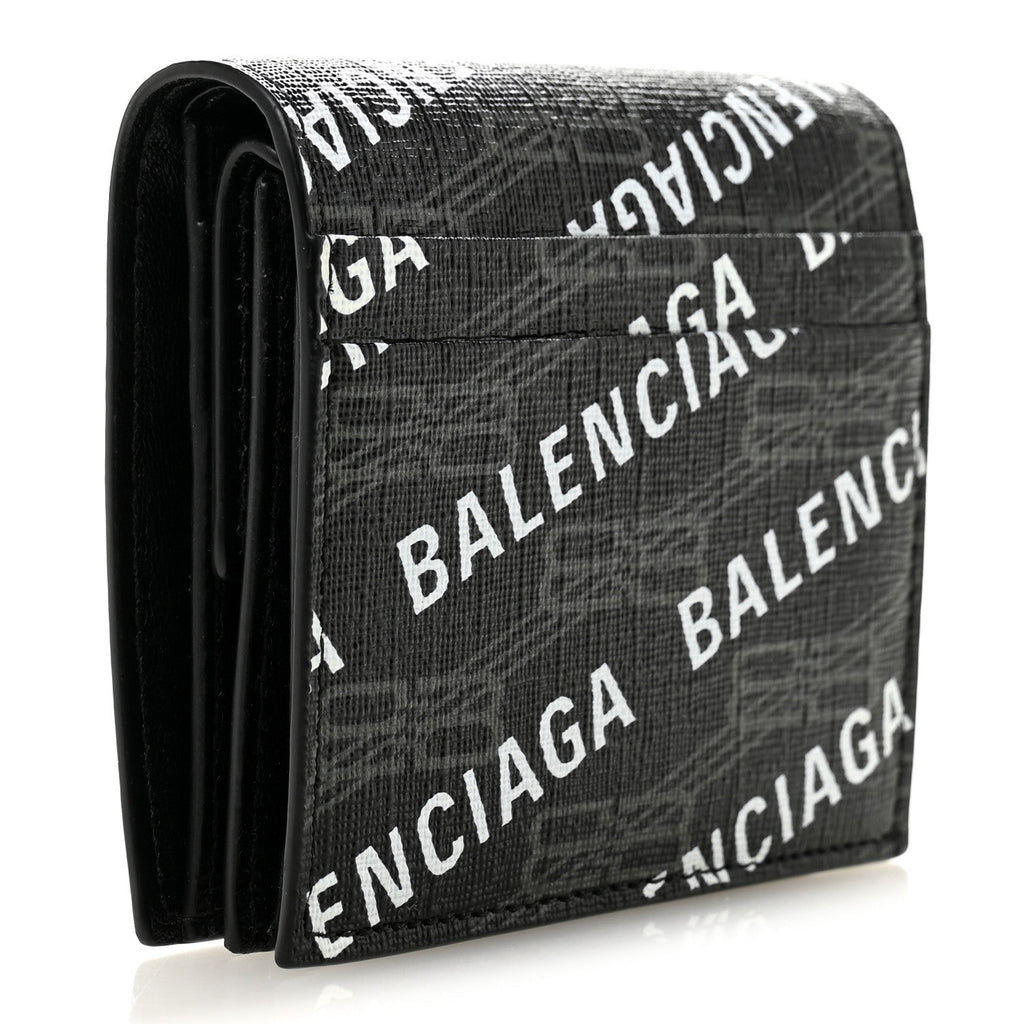 Coated Canvas BB Monogram Allover Logo  Holder Wallet Black Grey White