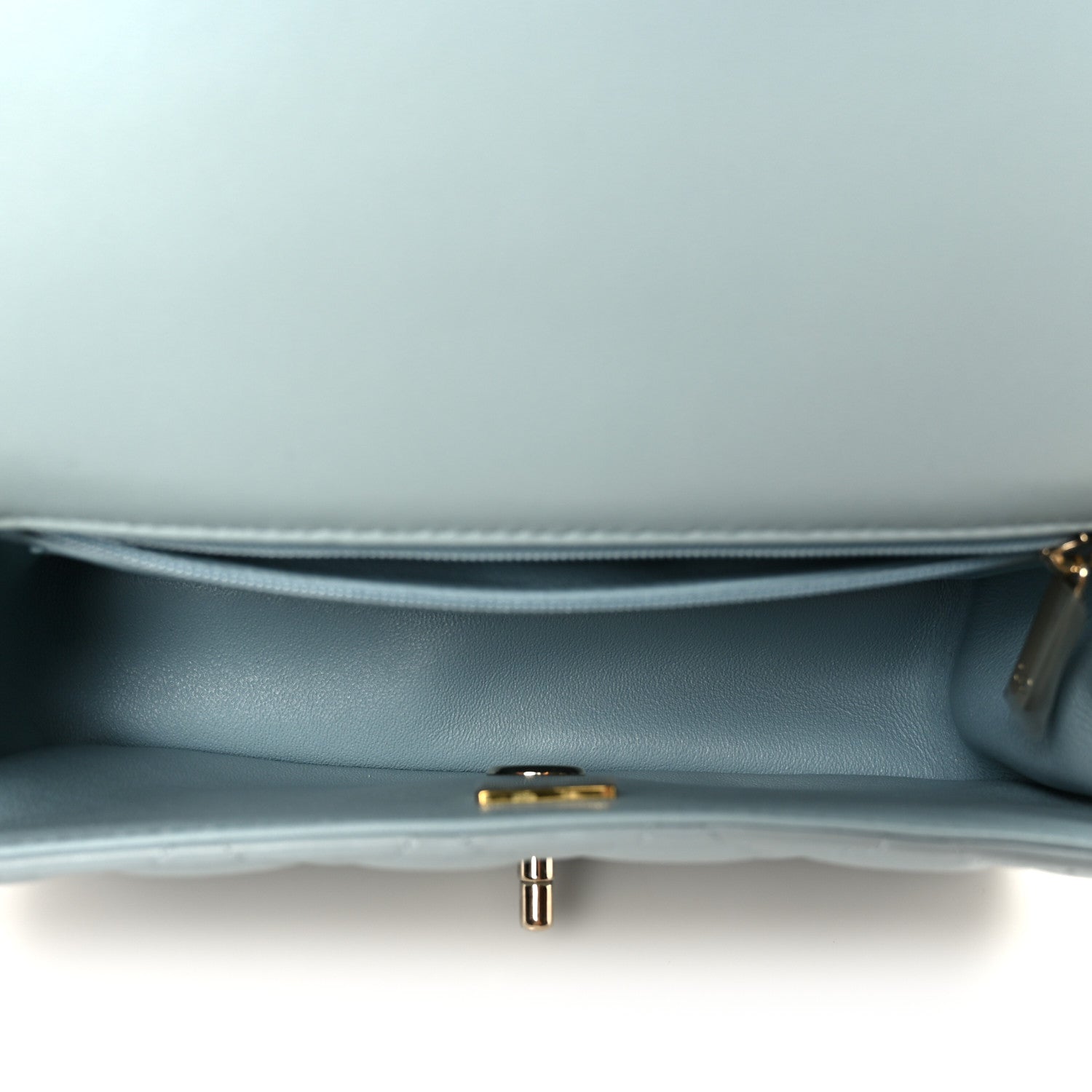Lambskin Quilted Mini Top Handle Rectangular Flap Light Blue