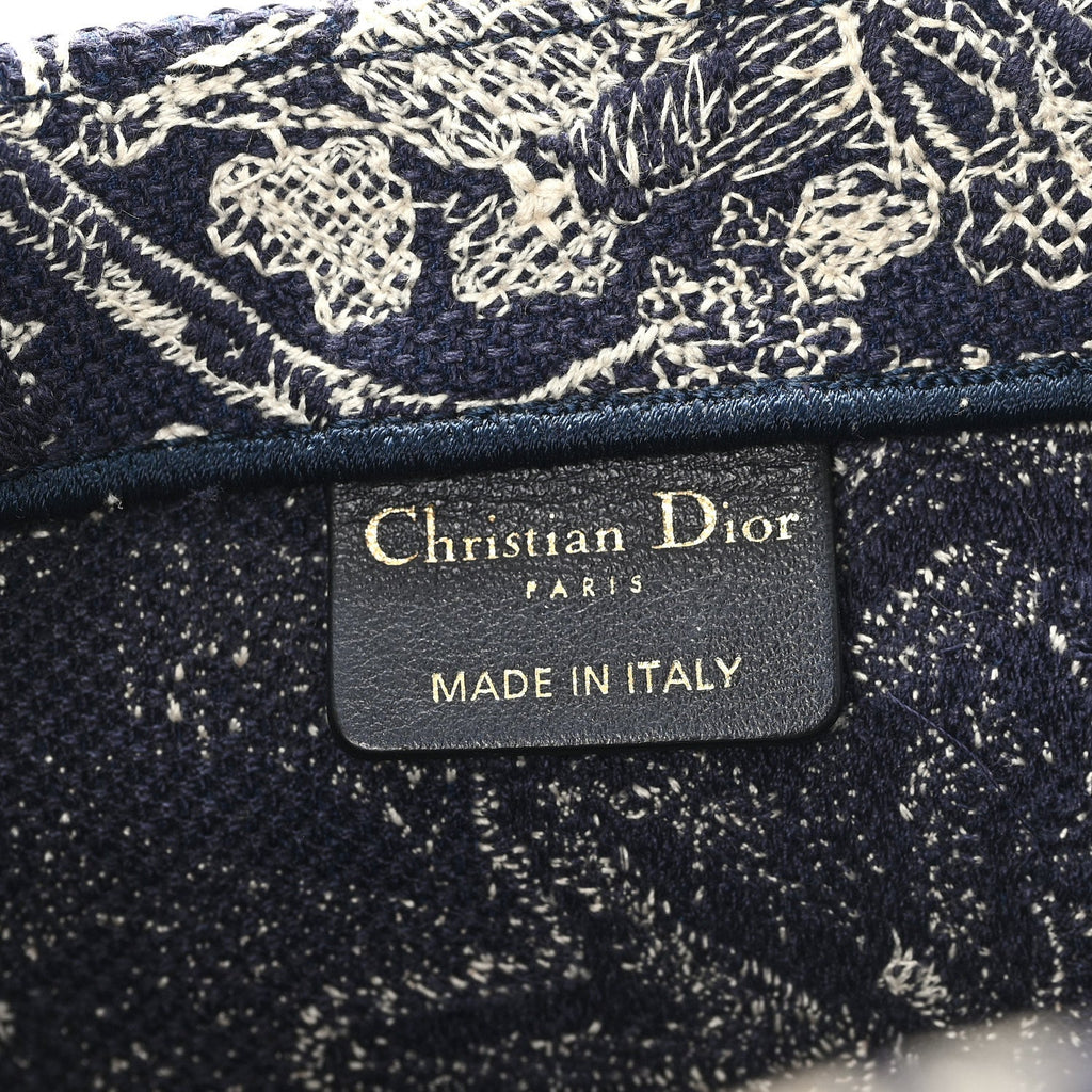 Canvas Embroidered Large Dioriviera Toile De Jouy Reverse Book Tote Blue