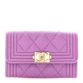 Caviar Quilted Boy Flap  Holder Purple