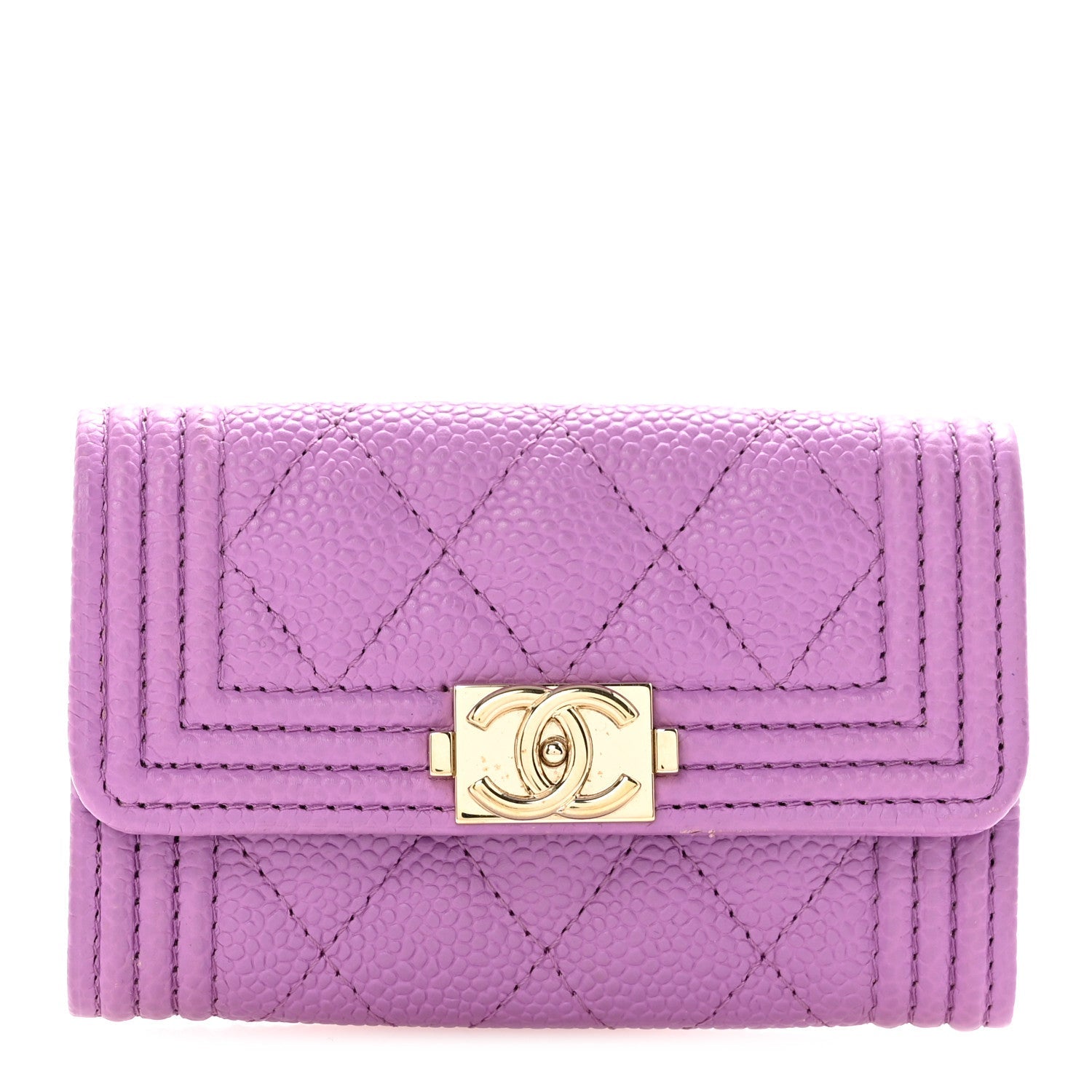 Caviar Quilted Boy Flap  Holder Purple
