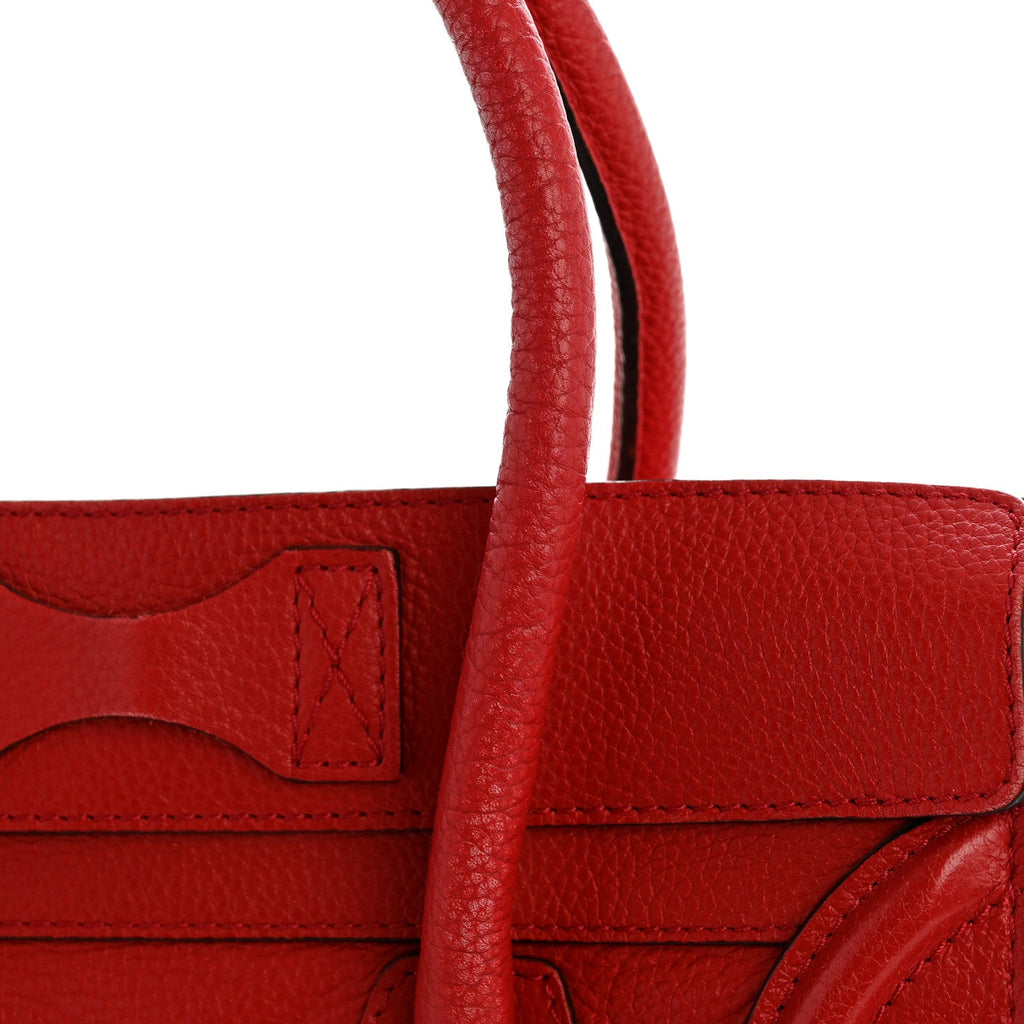 Drummed Calfskin Micro Luggage Red