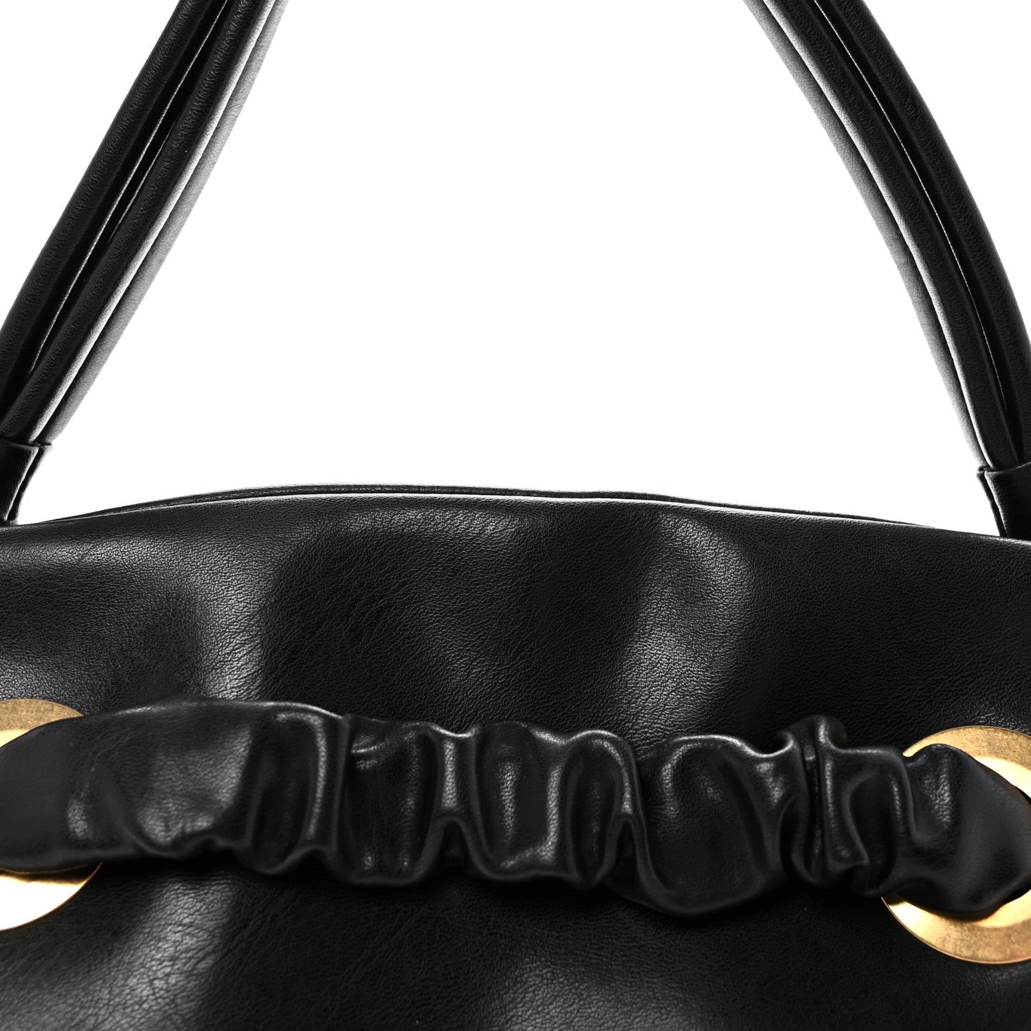 Smooth Calfskin Eyelet Small Top Handle Bag Black
