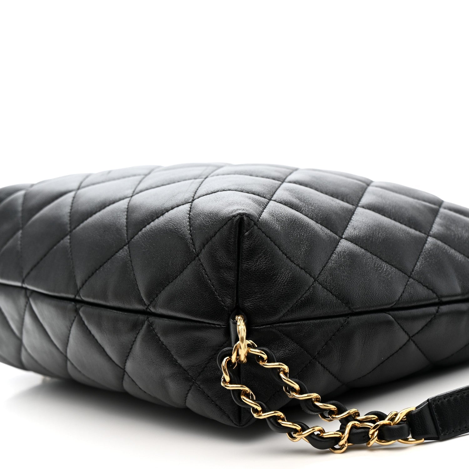 Lambskin Quilted Maxi Hobo Black