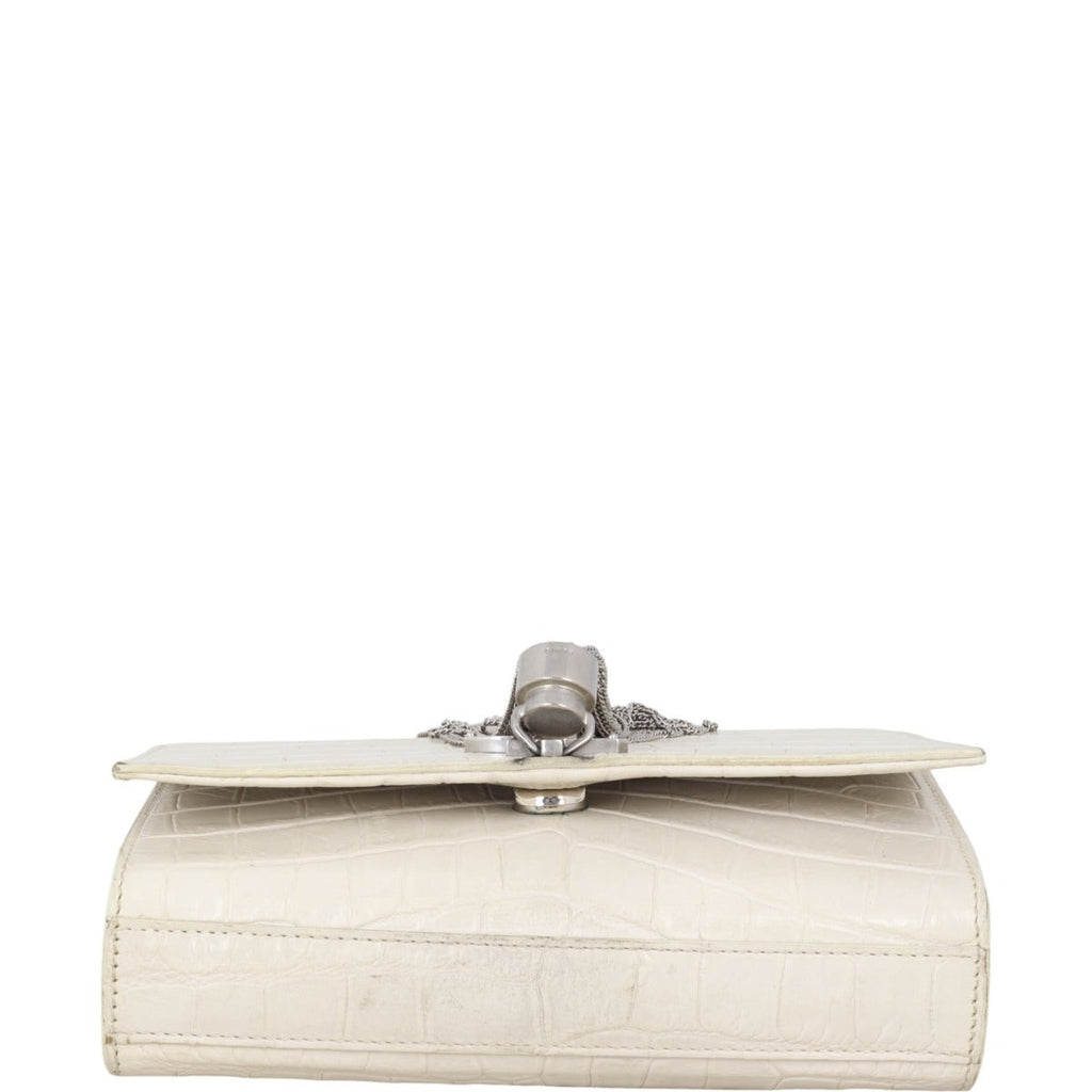Saint Laurent Kate Tassel Chain Bag Small Croc-Embossed