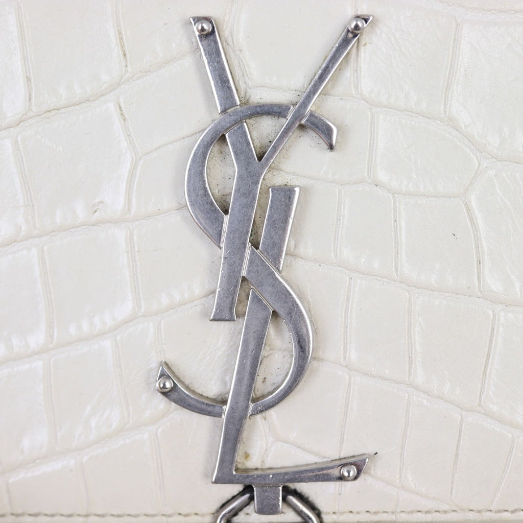Saint Laurent Kate Tassel Chain Bag Small Croc-Embossed