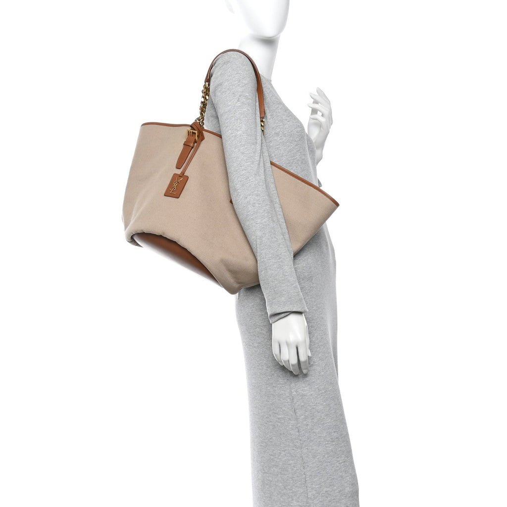 Canvas Calfskin Lauren Panier Tote Desert Dust