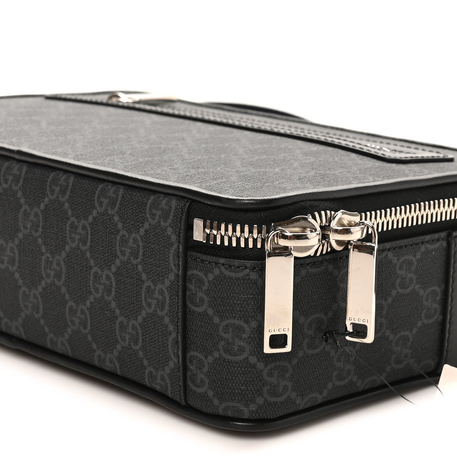 GG Supreme Monogram Web Small Shoulder Bag Black Grey