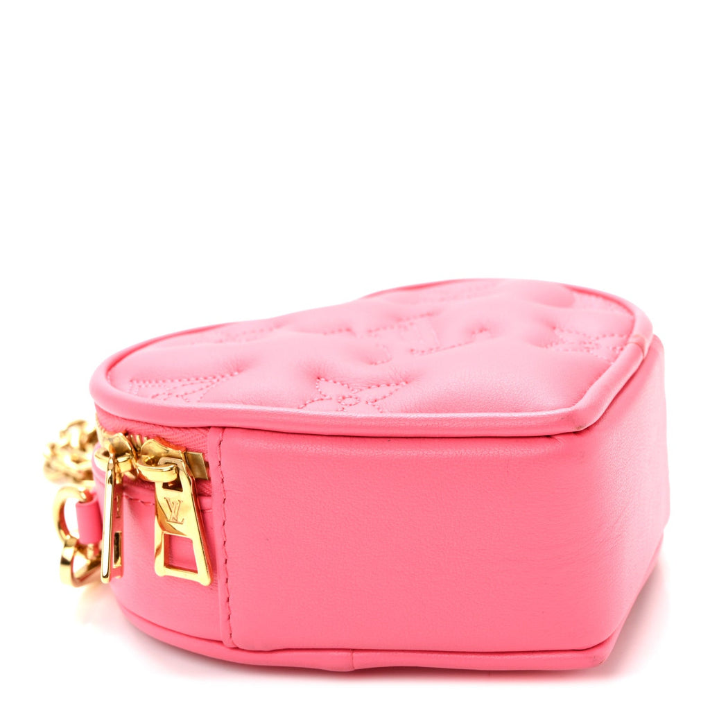Calfskin Embroidered Monogram Pop My Heart Bag Pouch Dragon Fruit Pink