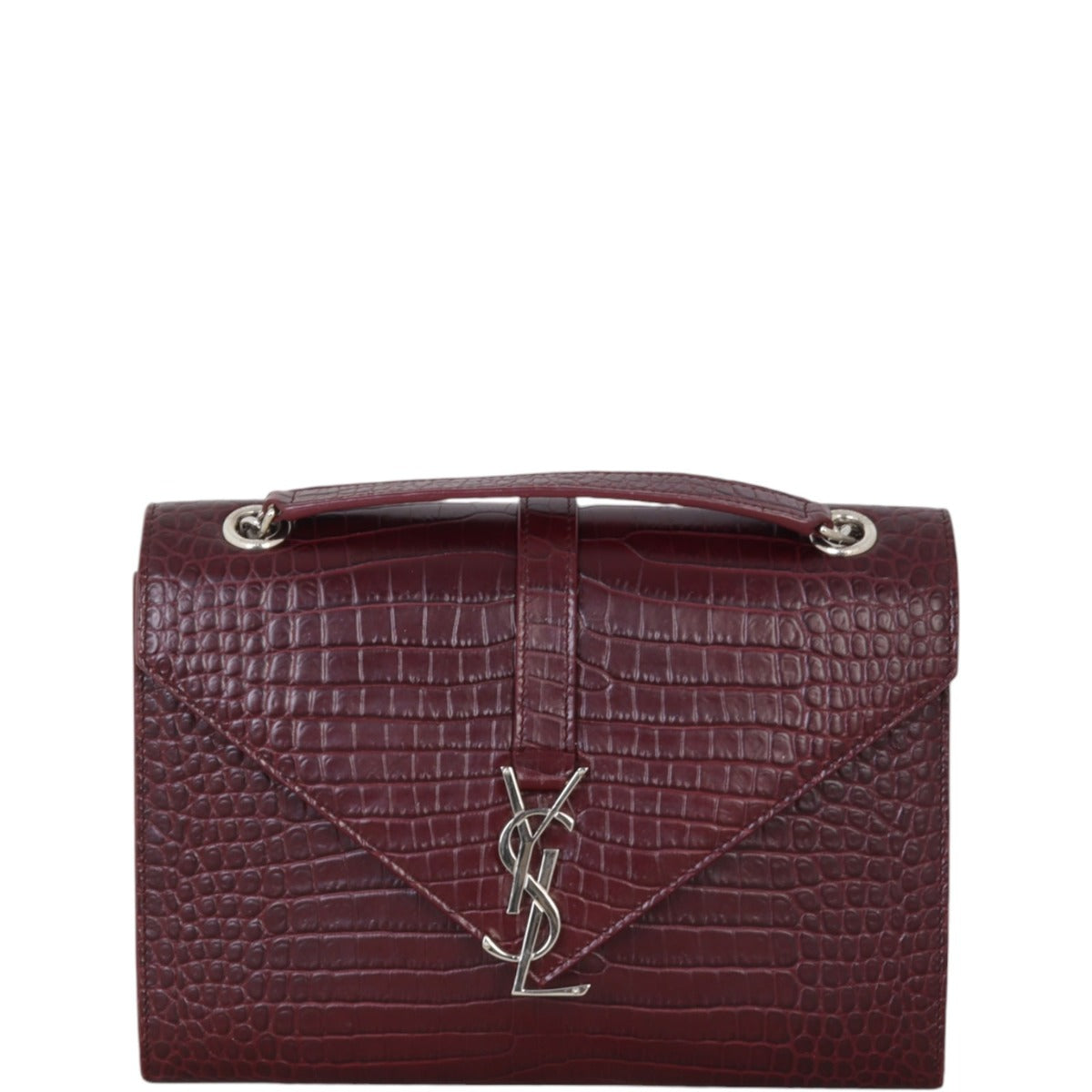Saint Laurent Envelope Chain Bag Medium Croc-Embossed