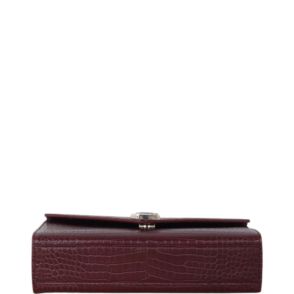Saint Laurent Envelope Chain Bag Medium Croc-Embossed