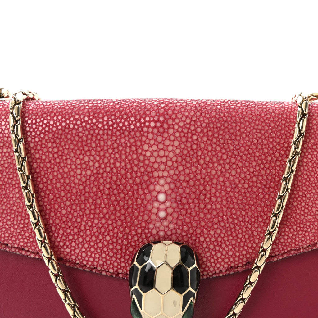Calfskin Galuchat Serpenti Forever Crossbody Bag Dark Pink