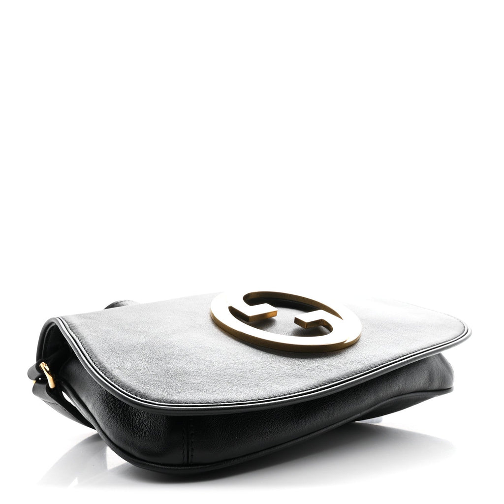 Roxy Calfskin Blondie Chain Shoulder Flap Bag Black