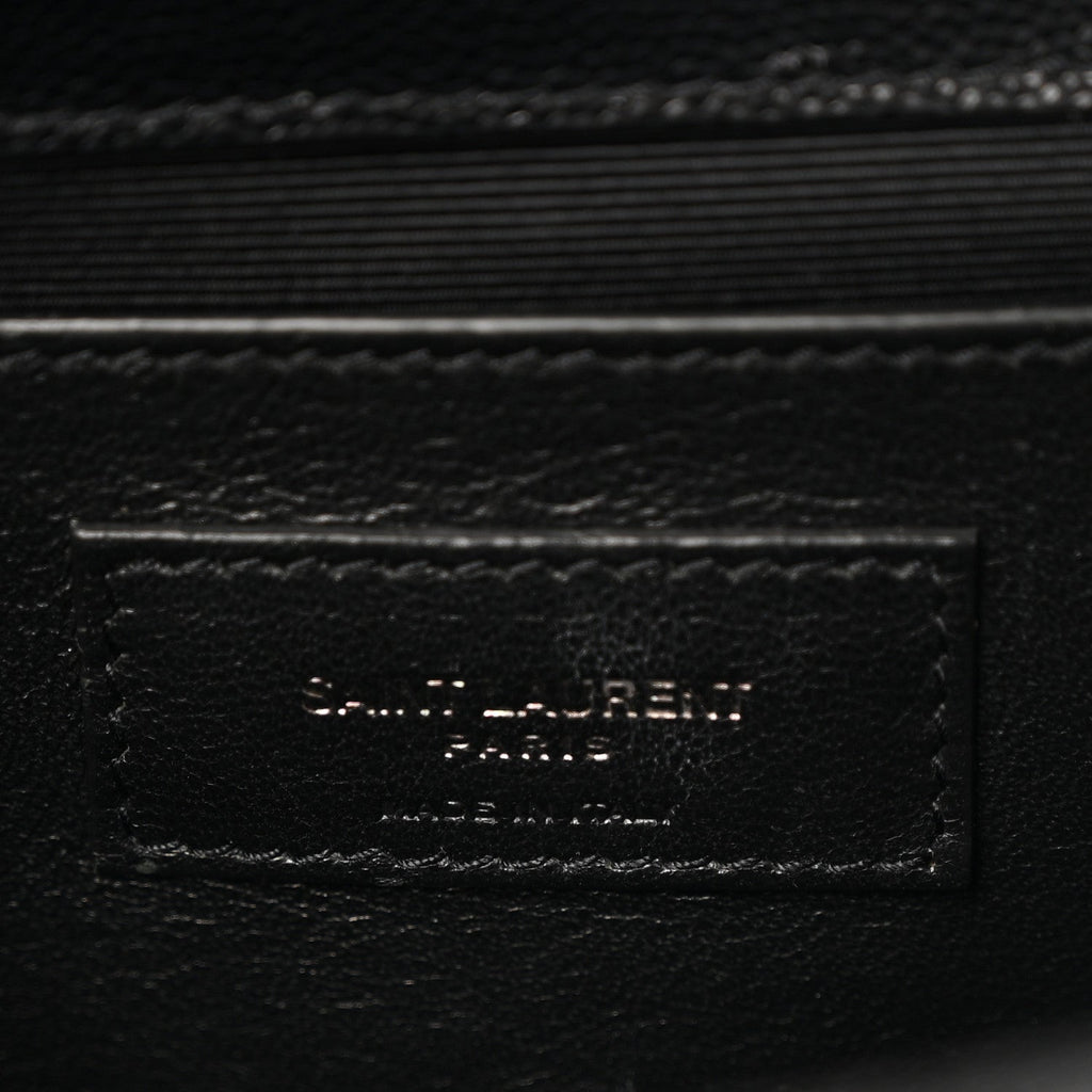 Grain De Poudre Textured Mixed Matelasse Triquilt Medium Monogram Monochrome Satchel Black