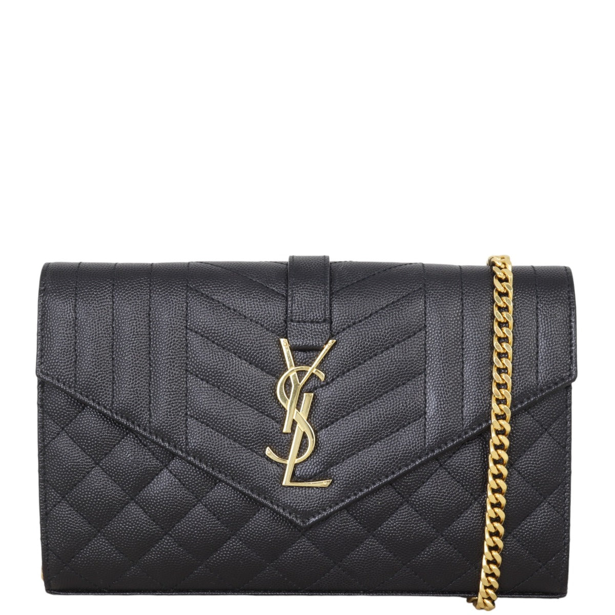 Saint Laurent Monogram Mix Matelasse Envelope Wallet on Chain