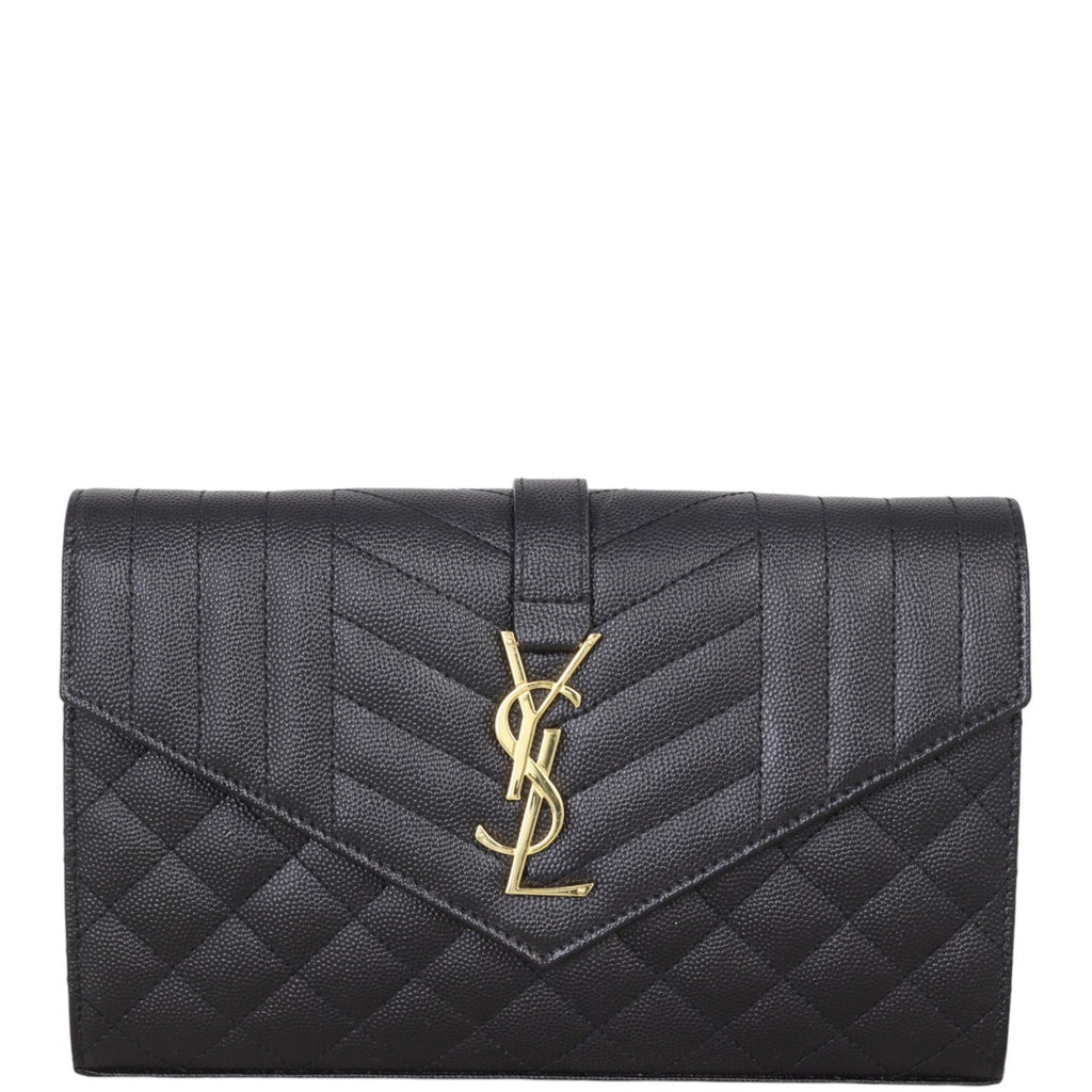 Saint Laurent Monogram Mix Matelasse Envelope Wallet on Chain