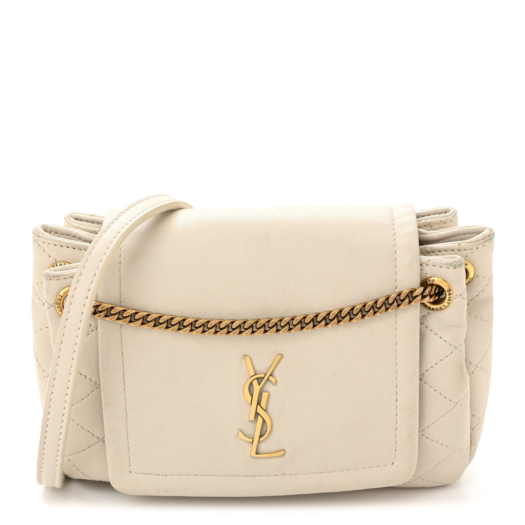 Lambskin Quilted Monogram Mini Nolita Crema Soft