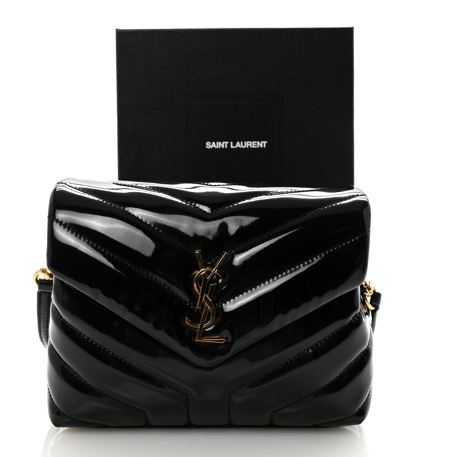 Patent Y Quilted Monogram Toy Loulou Crossbody Bag Black
