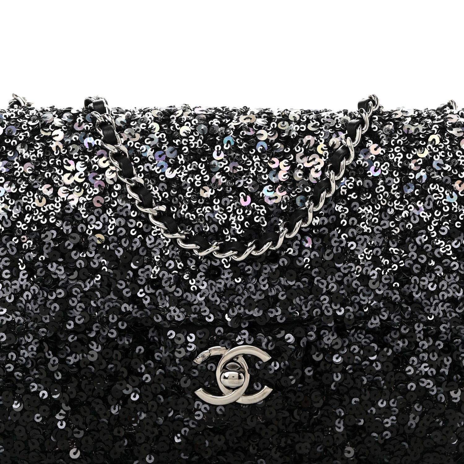 Shaded Sequins Mini Flap Black