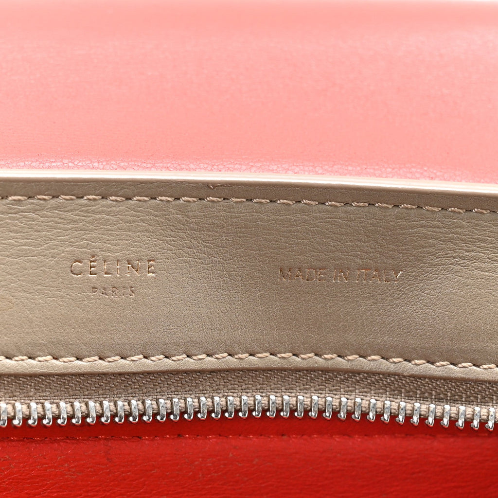 Smooth Calfskin Suede Medium Tri-Color Trapeze Orange