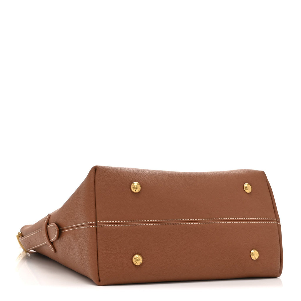 Grained Calfskin Low Key Hobo MM Cognac