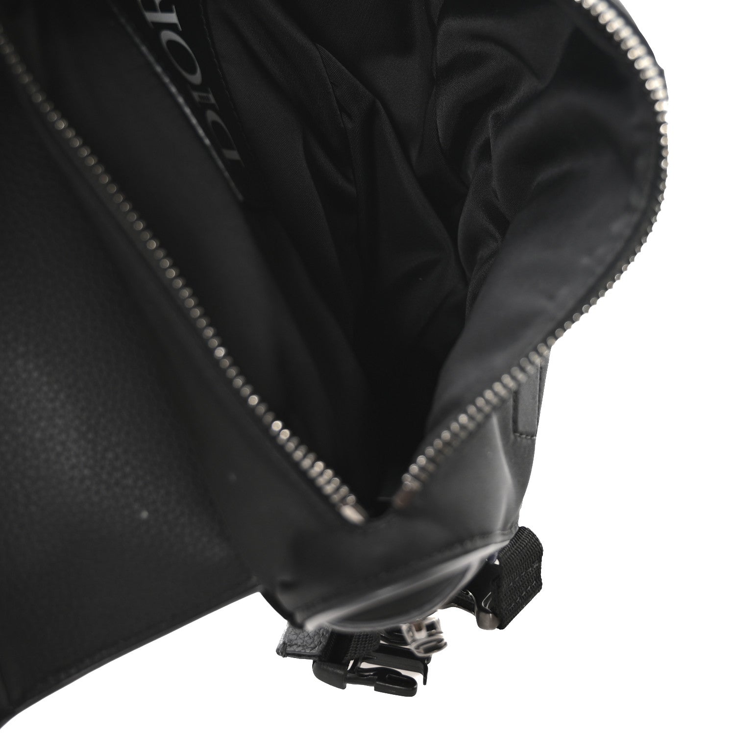 Nylon Grained Calfskin Saddle Bag Black Multicolor