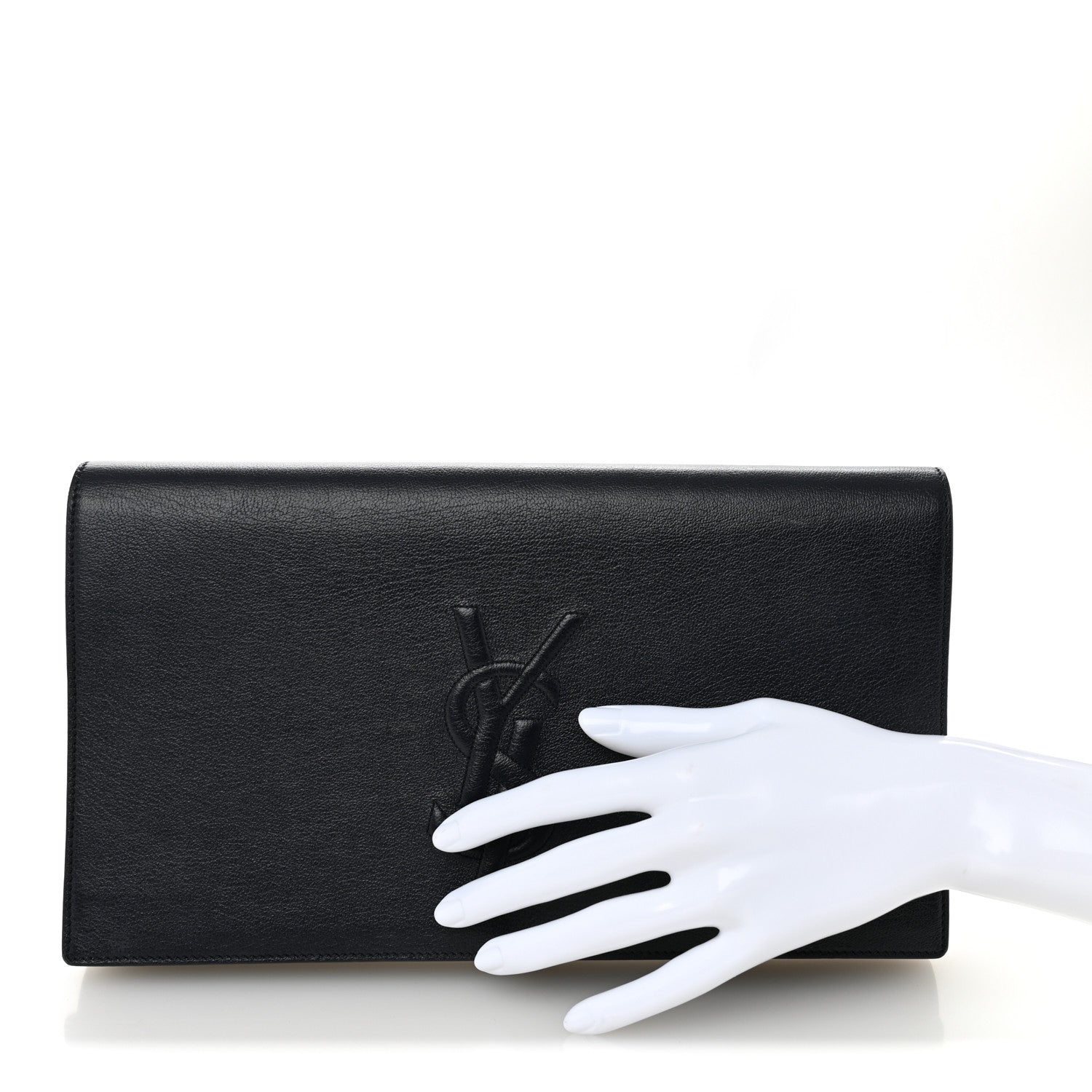 Calfskin Monogram Large Belle De Jour Clutch Navy