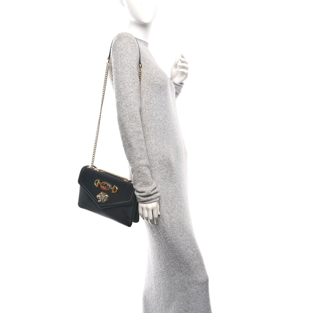 Vitello Palmellato Lux Crystal Medium Rajah Shoulder Bag Black