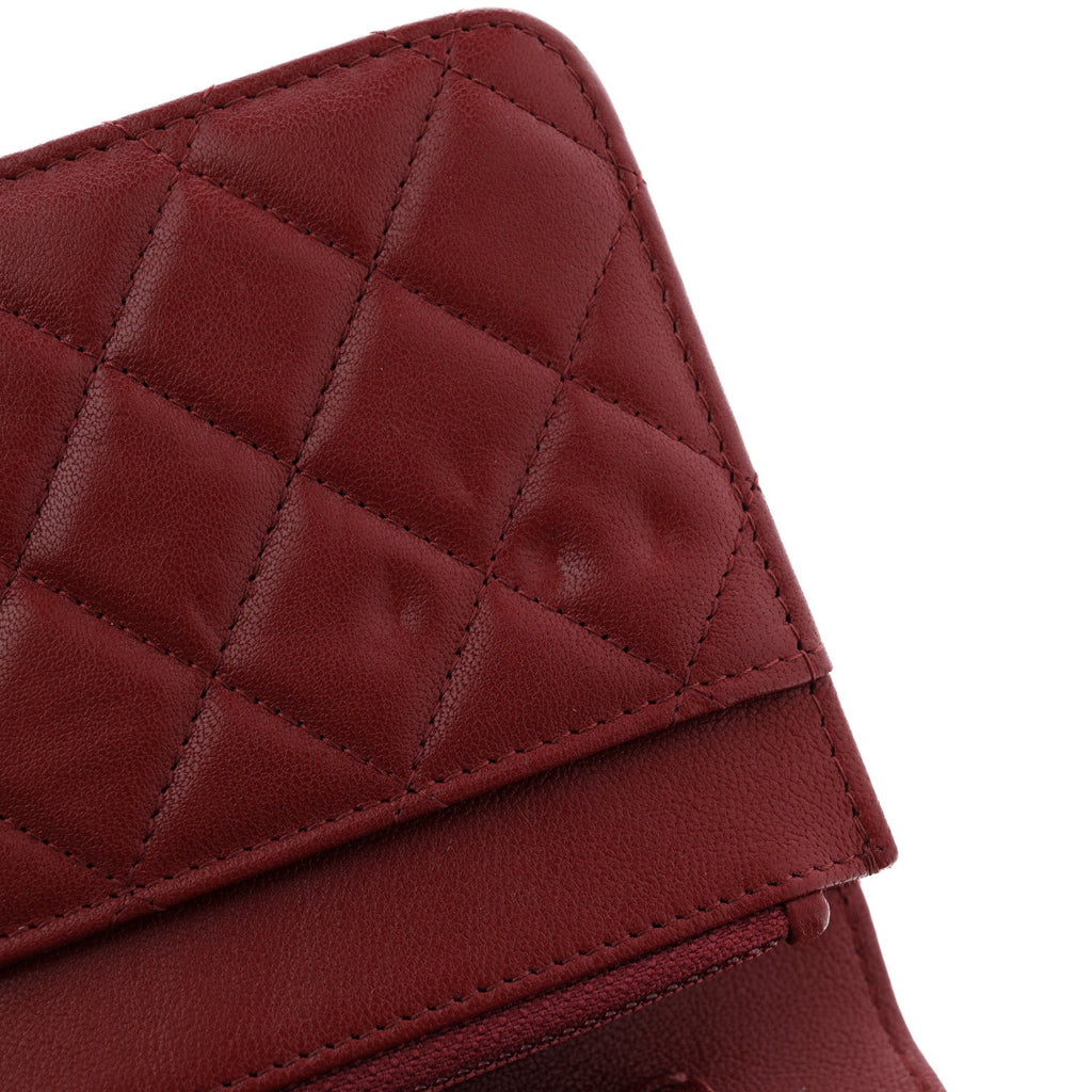Lambskin Quilted Infinity Wallet On Chain WOC Burgundy